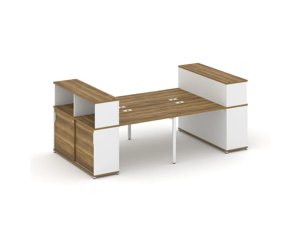 Рабочая станция с опорными шкафами-купе с надставкой низ. CN.DRS-281 W 2800x1480x1140 Концепт / Concept