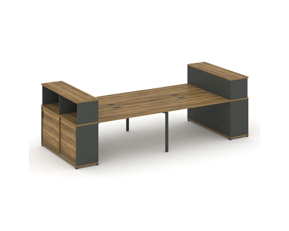 Рабочая станция с опорными шкафами-купе с надставкой низ. CN.DRS-281 W 2800x1480x1140 Концепт / Concept