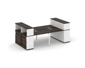 Рабочая станция с опорными шкафами-купе с надставкой низ. CN.DRS-281 W 2800x1480x1140 Концепт / Concept images