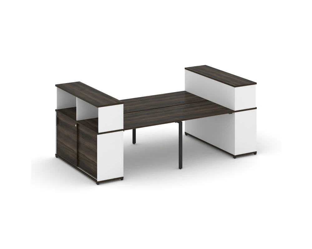 Рабочая станция с опорными шкафами-купе с надставкой низ. CN.DRS-281 W 2800x1480x1140 Концепт / Concept