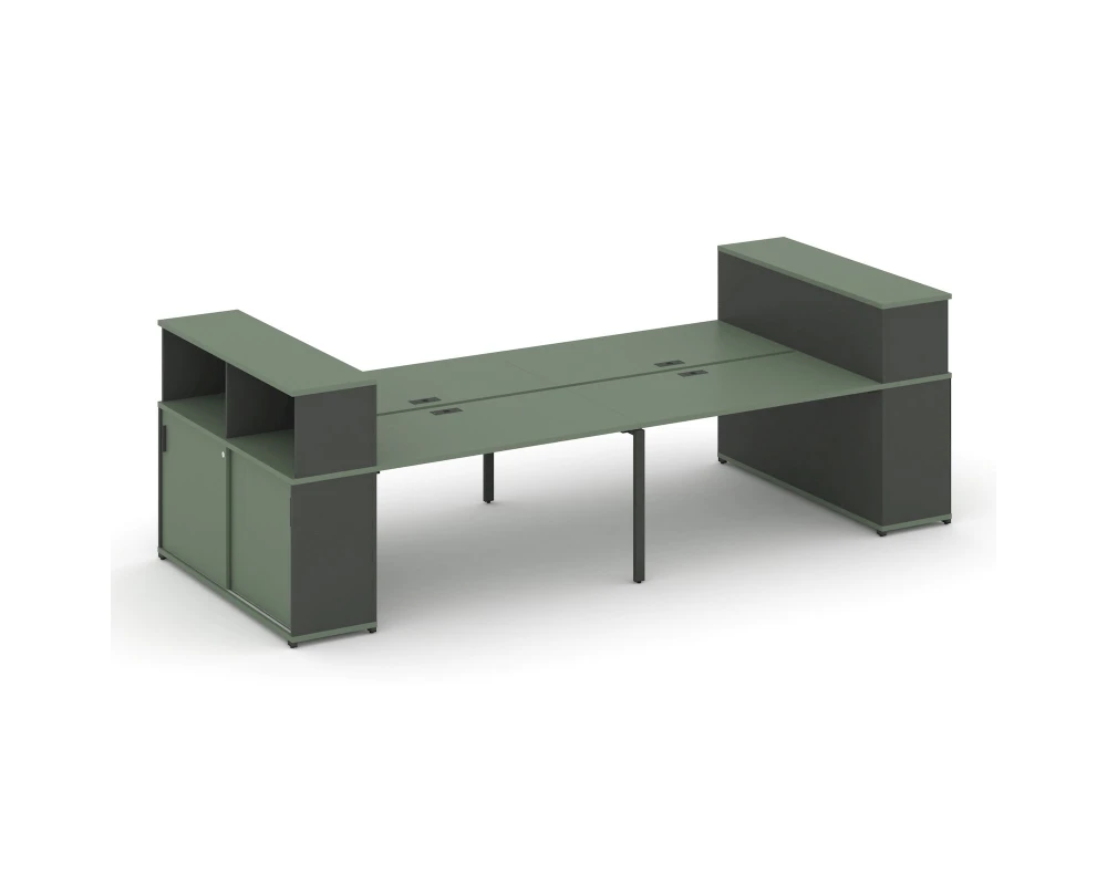 Рабочая станция с опорными шкафами-купе с надставкой низ. CN.DRS-281 W 2800x1480x1140 Концепт / Concept
