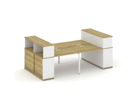 Рабочая станция с опорными шкафами-купе с надставкой низ. CN.DRS-281 W 2800x1480x1140 Концепт / Concept images