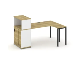 Стол эргономичный с опорным шкафом-купе с надставкой низ. CN.SA-219(R) B 1800x1180x1140 Концепт / Concept images