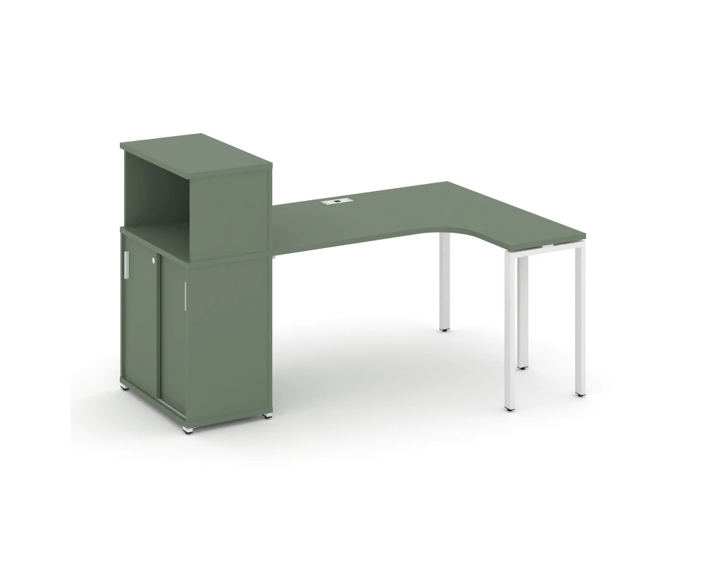 Стол эргономичный с опорным шкафом-купе с надставкой низ. CN.SA-220(R) W 2000x1180x1140 Концепт / Concept