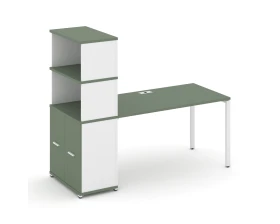 Стол рабочий с опорным распаш. шкафом с надставкой выс. CN.SP-231 W 1800x720x1530 Концепт / Concept images