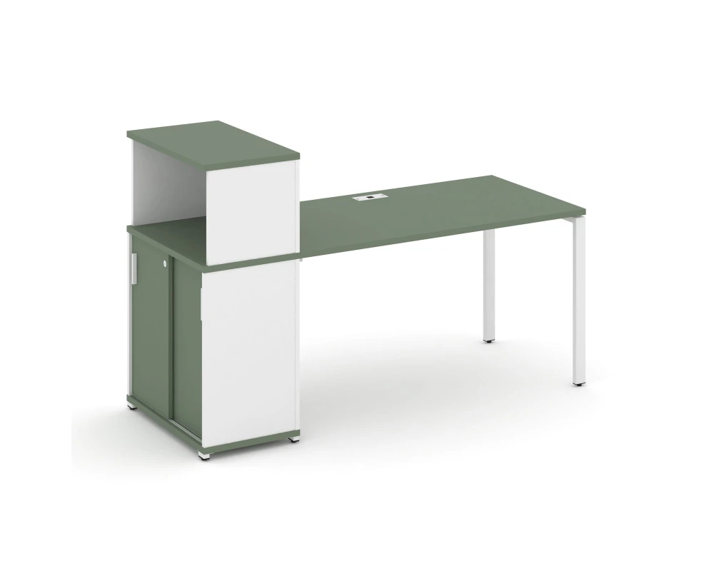 Стол рабочий с опорным шкафом-купе с надставкой низ. CN.SP-240 W 2000x720x1140 Концепт / Concept
