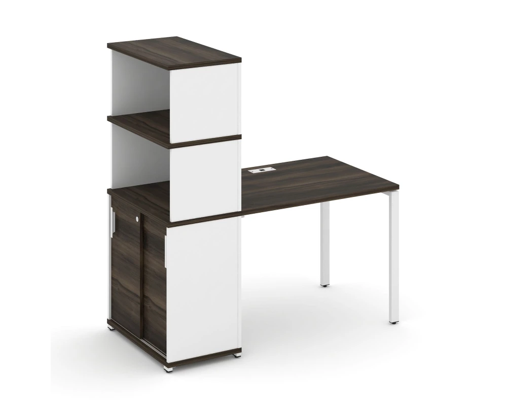 Стол рабочий с опорным шкафом-купе с надставкой выс. CN.SP-241 W 1400x720x1530 Концепт / Concept