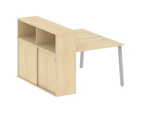 Рабочая станция на А-образном м/к с опорным шкафом-купе 141x147,5x109,8 Метал Систем / Metal System images