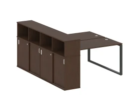 Рабочая станция на О-образном м/к с опорным шкафом-купе 181x233,2x109,8 Метал Систем / Metal System images