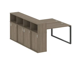 Рабочая станция на О-образном м/к с опорным шкафом-купе 181x233,2x109,8 Метал Систем / Metal System images