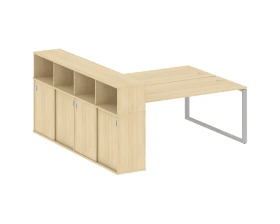 Рабочая станция на О-образном м/к с опорным шкафом-купе 221x233,2x109,8 Метал Систем / Metal System images