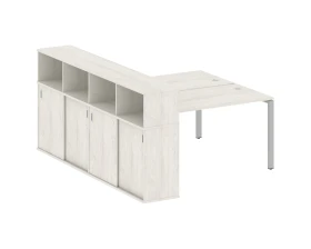 Рабочая станция на П-образном м/к с опорным шкафом-купе 181x233,2x109,8 Метал Систем / Metal System images