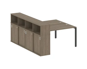 Рабочая станция на П-образном м/к с опорным шкафом-купе 181x233,2x109,8 Метал Систем / Metal System images
