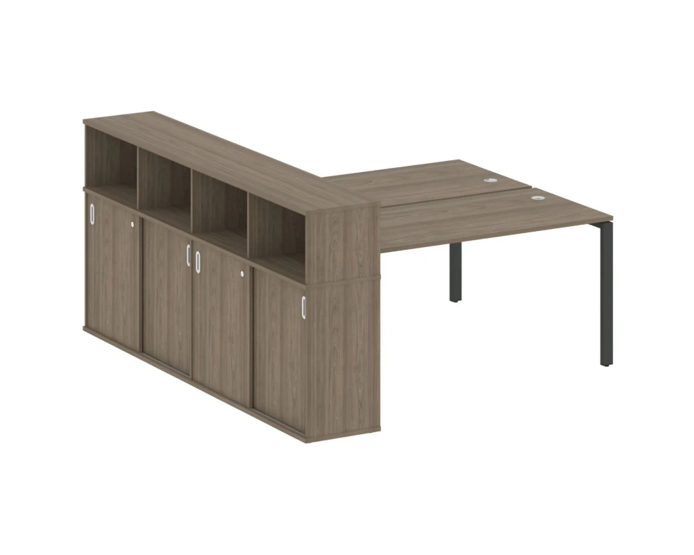Рабочая станция на П-образном м/к с опорным шкафом-купе 201x233,2x109,8 Метал Систем / Metal System