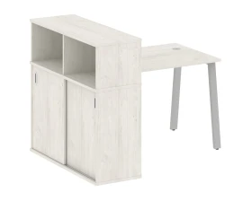 Стол письменный на А-образном м/к с опорным шкафом-купе 141x112x109,8 Метал Систем / Metal System images