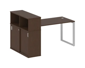 Стол письменный на О-образном м/к с опорным шкафом-купе 181x112x109,8 Метал Систем / Metal System images