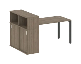 Стол письменный на П-образном м/к с опорным шкафом-купе 181x112x109,8 Метал Систем / Metal System images