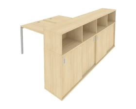 Рабочая станция на П-образном м/к с опорным шкафом-купе 181x233,2x109,8 Метал Систем / Metal System images