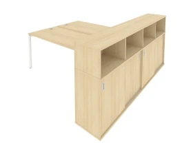 Рабочая станция на П-образном м/к с опорным шкафом-купе 221x233,2x109,8 Метал Систем / Metal System images