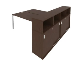 Рабочая станция на П-образном м/к с опорным шкафом-купе 221x233,2x109,8 Метал Систем / Metal System images