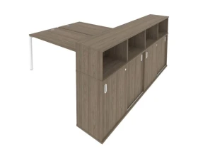 Рабочая станция на П-образном м/к с опорным шкафом-купе 221x233,2x109,8 Метал Систем / Metal System images