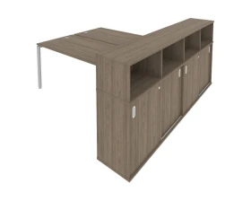 Рабочая станция на П-образном м/к с опорным шкафом-купе 221x233,2x109,8 Метал Систем / Metal System images