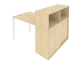 Стол письменный на П-образном м/к с опорным шкафом-купе 141x112x109,8 Метал Систем / Metal System images