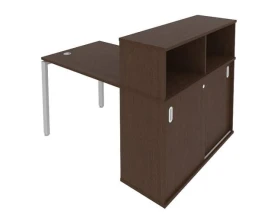 Стол письменный на П-образном м/к с опорным шкафом-купе 141x112x109,8 Метал Систем / Metal System images