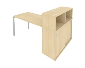 Стол письменный на П-образном м/к с опорным шкафом-купе 181x112x109,8 Метал Систем / Metal System images