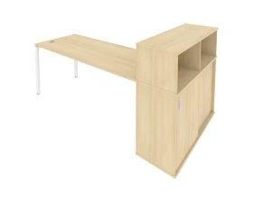 Стол письменный на П-образном м/к с опорным шкафом-купе 221x112x109,8 Метал Систем / Metal System images