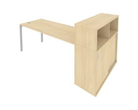 Стол письменный на П-образном м/к с опорным шкафом-купе 221x112x109,8 Метал Систем / Metal System images