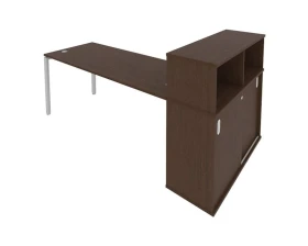 Стол письменный на П-образном м/к с опорным шкафом-купе 221x112x109,8 Метал Систем / Metal System images