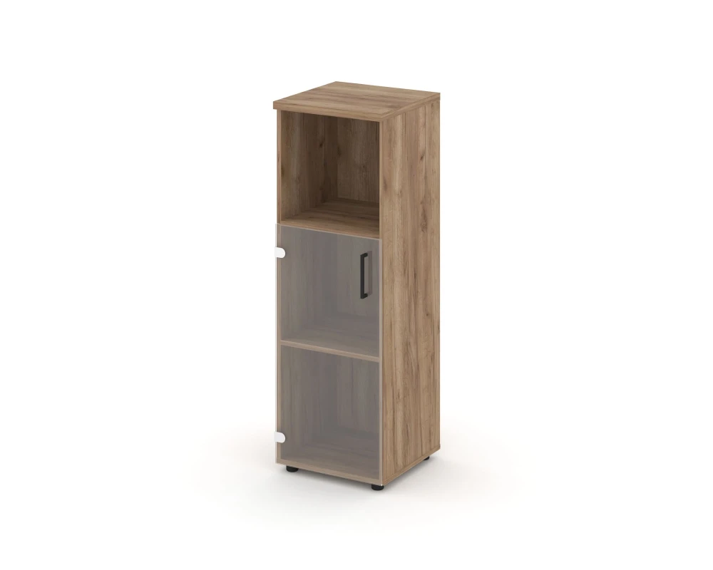 Шкаф средний узкий левый прозр. стекло с нишей 400x400x1203 зад. стенка HDF Стайл Проджект / Style Project