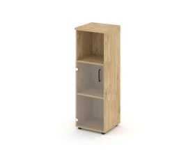 Шкаф средний узкий левый прозр. стекло с нишей 400x400x1203 зад. стенка HDF Стайл Проджект / Style Project images