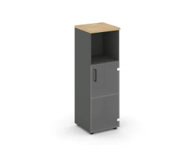 Шкаф средний узкий правый прозр. стекло с нишей 400x400x1203 зад. стенка HDF Стайл Проджект / Style Project images
