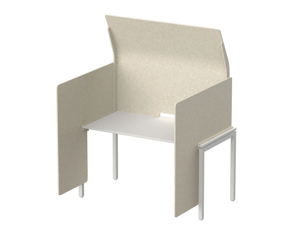 Кабина с высоким экраном-парусом и низкими боковыми стенками-ширмами 155х122х163 Forest Office Лебединый пух